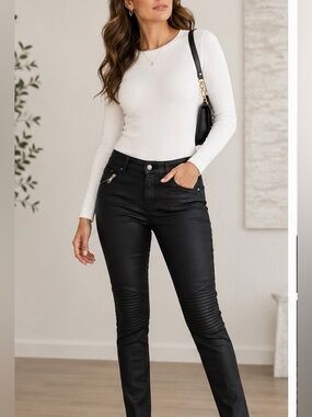 McQ Alexander McQueen Coated Moto Jeans size28